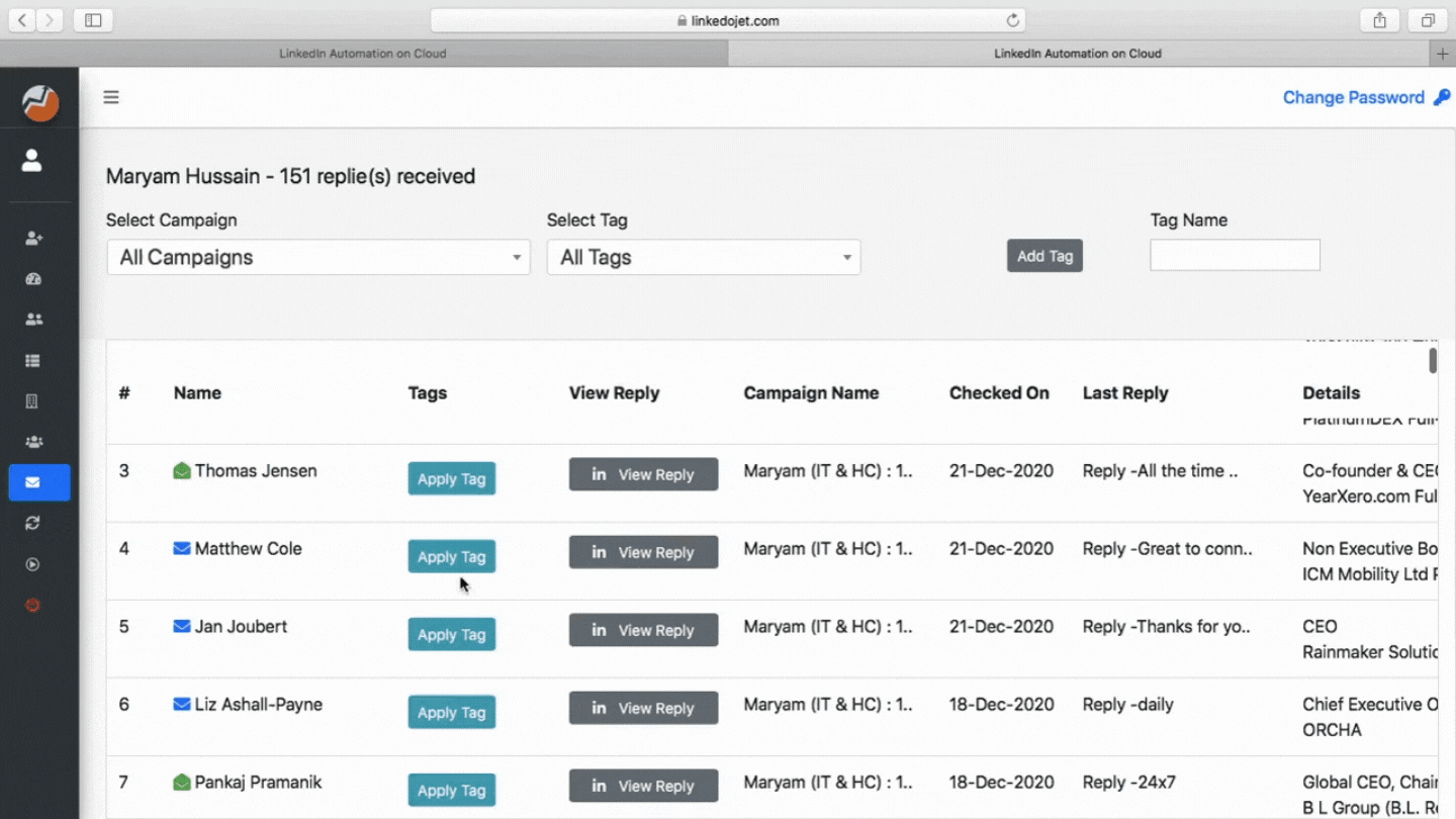 Reply your LinkedIn leads from the dashboard